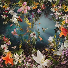 Photo composition with flowers, birds, butterflies and fruits, Enchantment