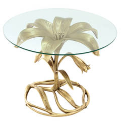 "Lily Side Table" in Gilded Aluminum by Arthur Court