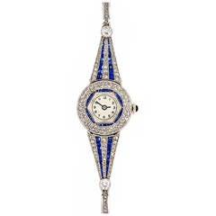 Art Deco Lady's Platinum, Sapphire and Diamond Bracelet Watch
