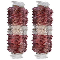 Pair of Lava Amethyst and Clear Mazzega Sconces