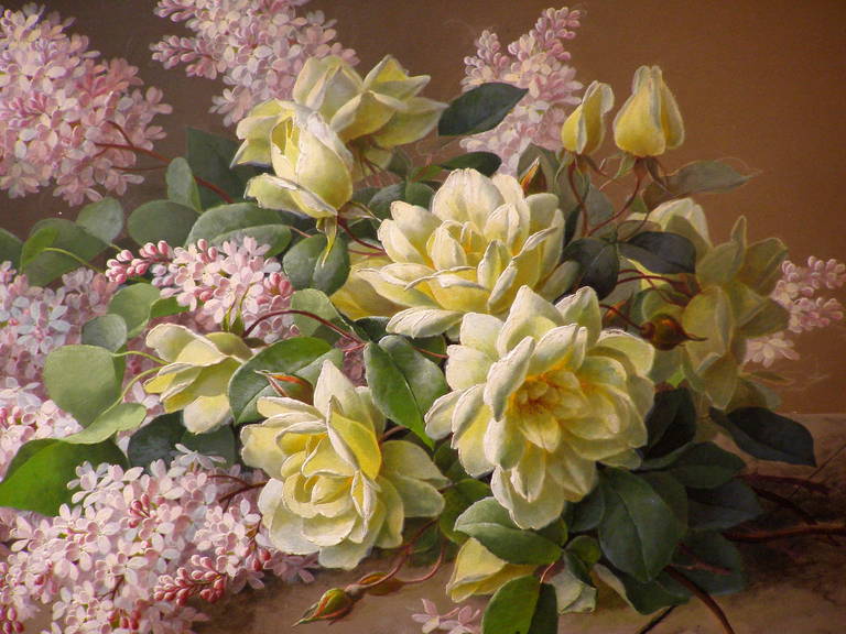 Natura morta floreale con rose e lillà di Raoul de Longpre 2