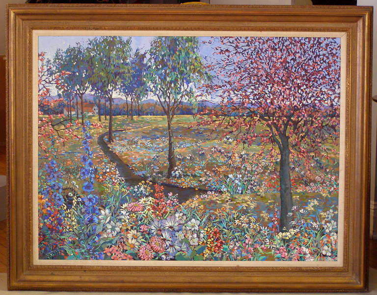 Signed (LR) and painted by John Powell (born 1930 Hollywood, CA) in 1979. Powell has long been an artist to the Hollywood Stars whose new works and prints are represented in several galleries. This painting was purchased by Warren and Judy Oats