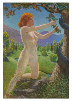 Symbolist School, circa 1890 – Eve in the Garden of Eden, Large Pastel