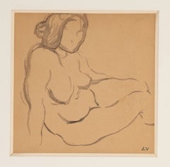 Louis Valtat (1869-1952), Nu assis, dessin original à l'encre et à l'aquarelle, vers 1905