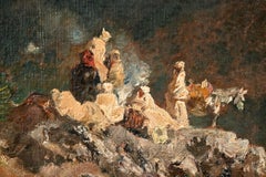 Gustave Flasschoen, Orientalist Oil Painting of Nomadic Travellers in Algeria