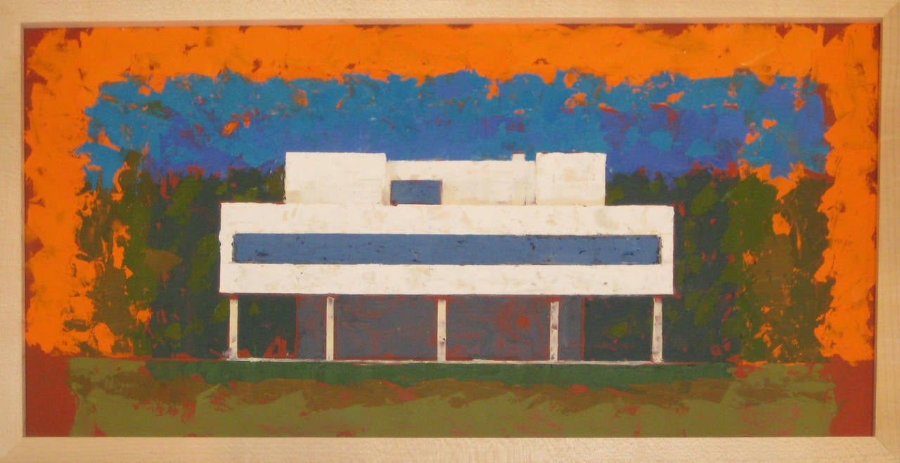 Joseph Maresca Still-Life Painting - Composition Orange / Blue, Villa Savoie