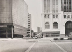 State and Pearl (Moderne Foto-Realistische Stadtlandschaft in B&W-Aquarell auf Papier)