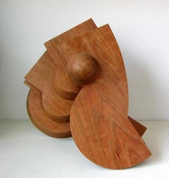 Whorl (Small Abstract Mid Century Modern Style Wooden Sculpture)