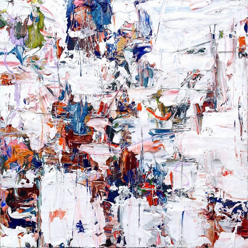 Adam Cohen Abstract Painting - Unmasked (Bright Non-Representational Abstract Expressionist Painting on Canvas)