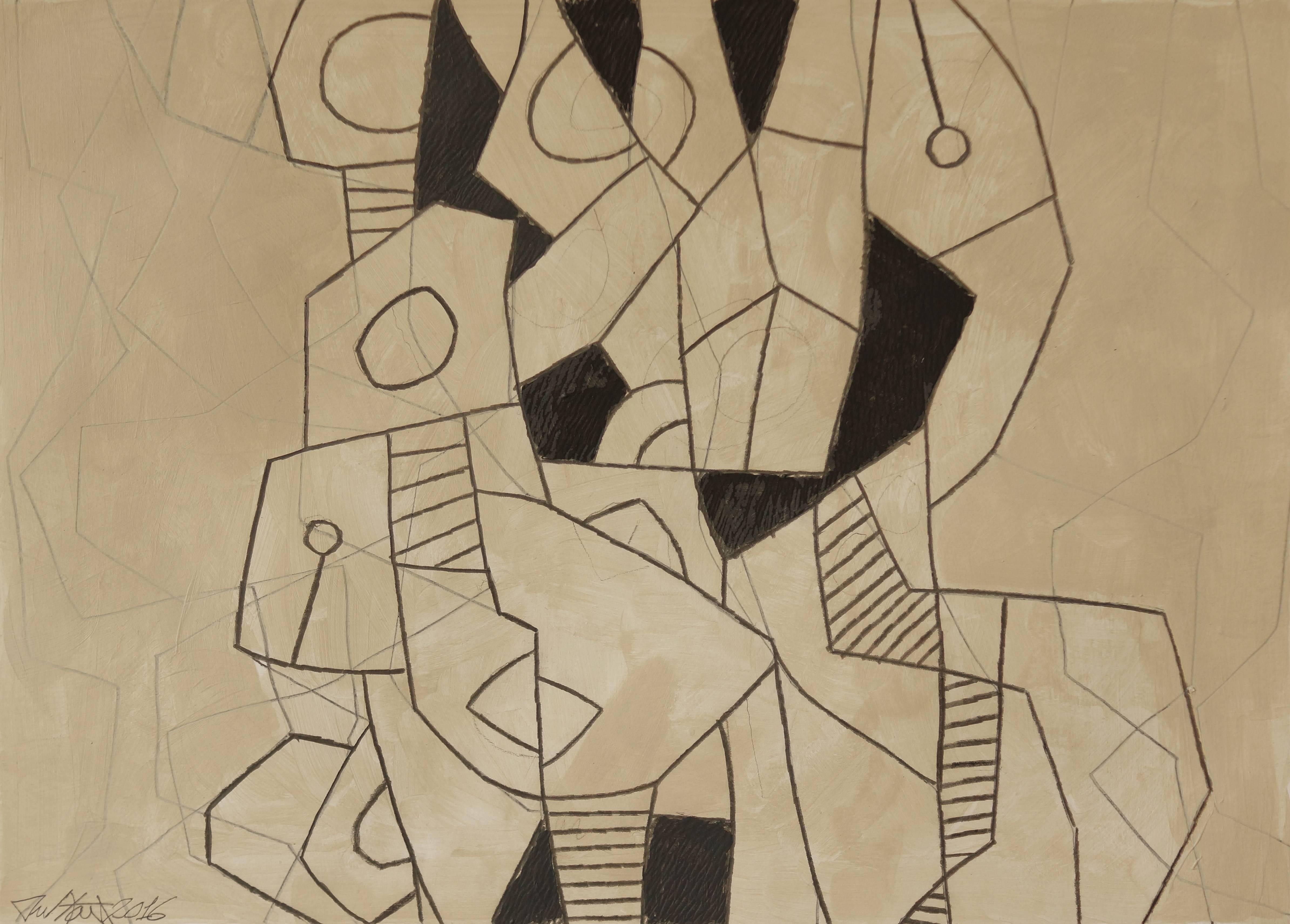 Black and Gray Abstract Drawing, Untitled 20 - Art by Ralph Stout