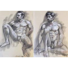 MB 803 A&B (Double Sided Drawing, Two Seated Male Nudes) 3