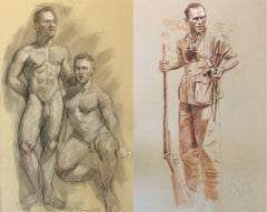 MB 804 A&B (Double Sided Figurative Drawing, Two Male Nudes and Safari Hunter) 