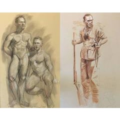 MB 804 A&B (Double Sided Drawing, Two Male Nudes and Safari Hunter) 12
