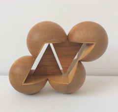 Fair Ball (Abstract Mid Century Modern Inspired Small Wooden Tabletop Sculpture)