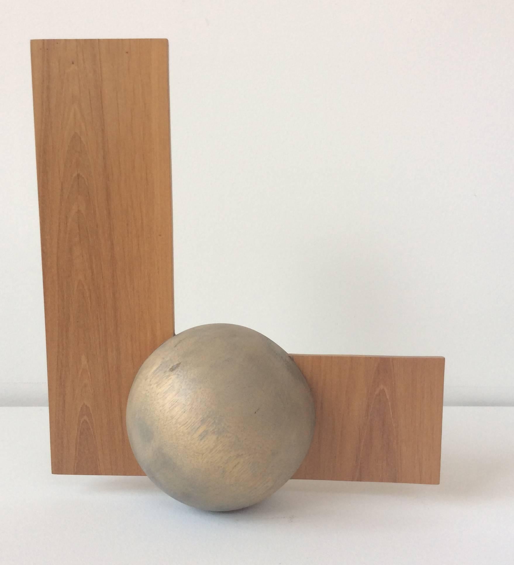 Leon Smith Abstract Sculpture - El (Small Abstract Wood Sculpture in Mid Century Modern Style)