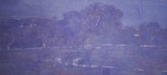 Road to Olana (Horizontal Monochromatic Purple Landscape Painting on Canvas)