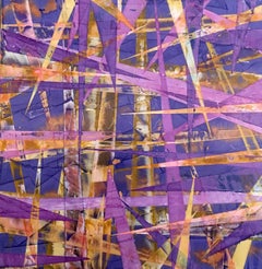 Big Little #37 - Colorful Purple and Orange Abstract Geometric Painting on Panel