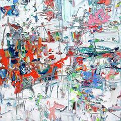 Dissonance (Boldly Colorful Contemporary Abstract Painting in Red, White & Blue) 11