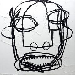 Abadoo (Black & White Primitive Portrait on Hand Stitched Canvas) 9