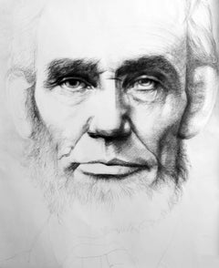 Abraham Lincoln: Large Black & White Ballpoint Pen Drawing of American President
