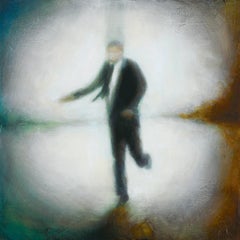 In & Out of Focus (Figurative Painting of Single Male in Business Suit)