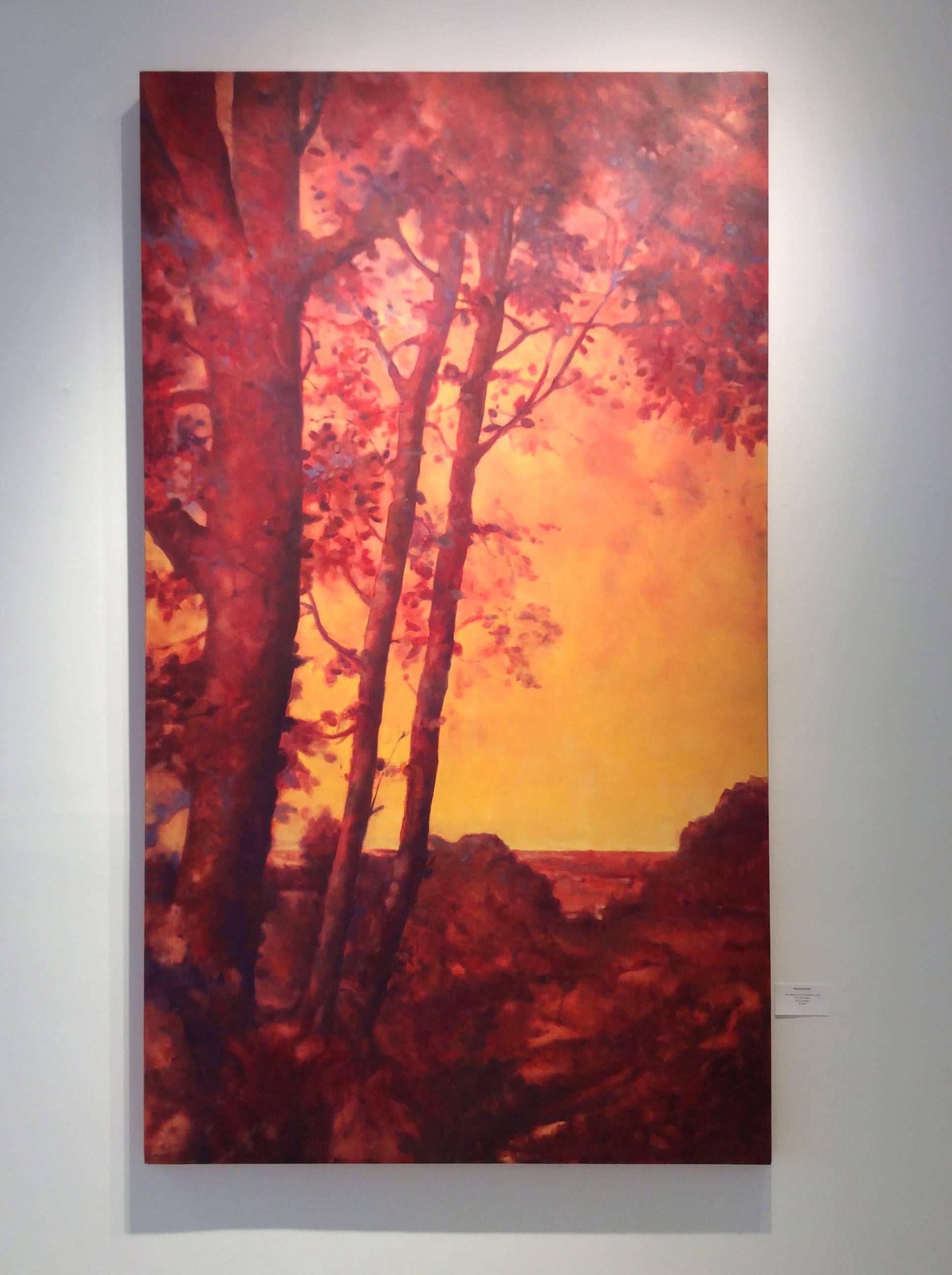 El recuerdo de un día tan hermoso (Pintura al óleo roja de paisaje abstracto) - Painting de Richard Britell
