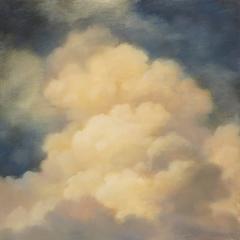 Cloud Icon XIX (Small Square Oil Painting of Large Cloud in Blue Sky)