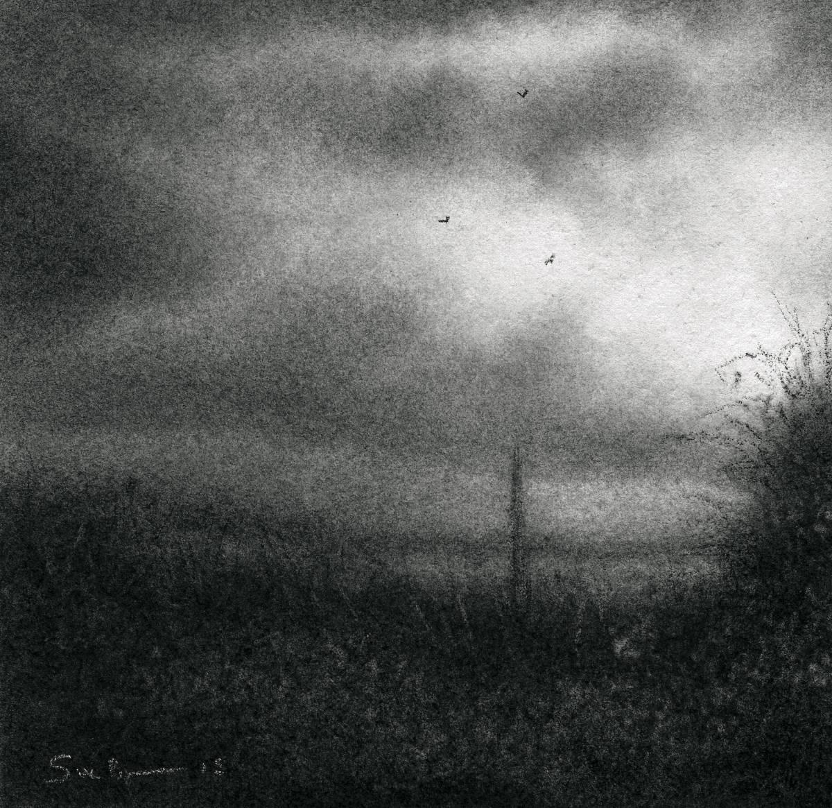 Sue Bryan Edgeland X Modern Realist Charcoal Drawing Of Clouds