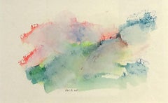 Mountain Study II (Paesaggio astratto contemporaneo su carta con pastelli brillanti)