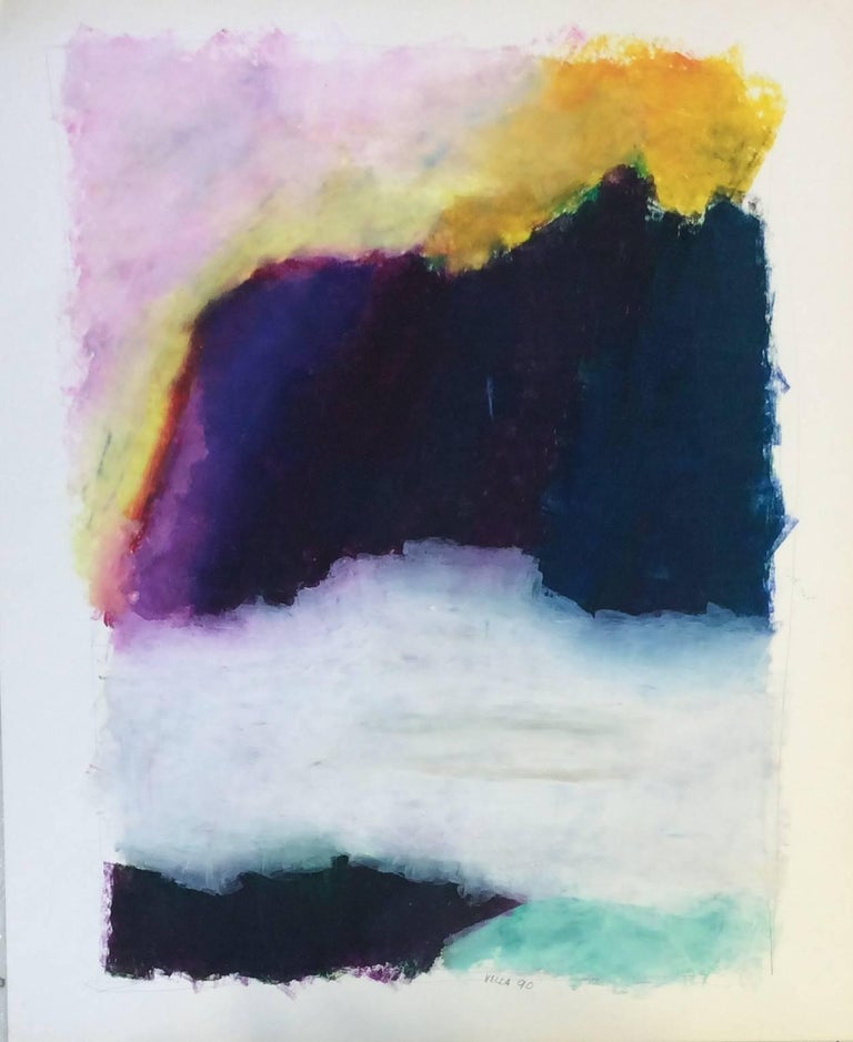 Vincent Vella Abstract Drawing - Untitled 065 (Contemporary Abstract Landscape in Bright Pastels on Paper)