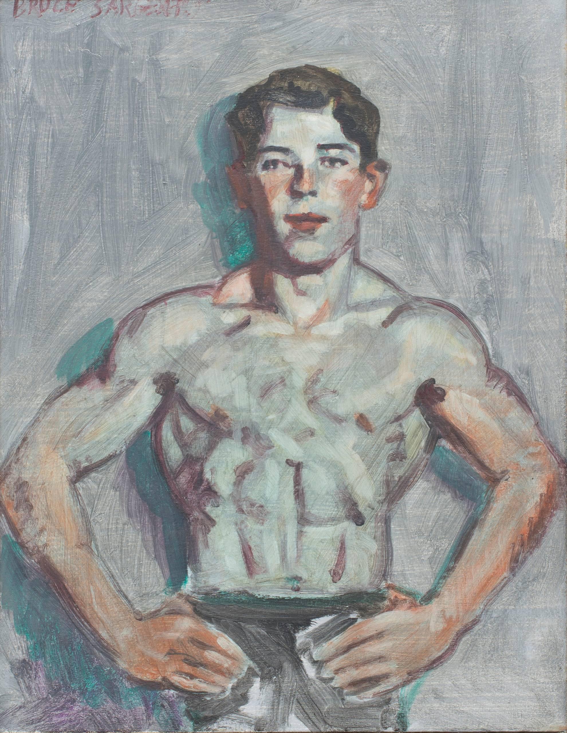 Young Swimmer (Modern, akademisches Porträtgemälde in antikem Goldrahmen) – Painting von Mark Beard