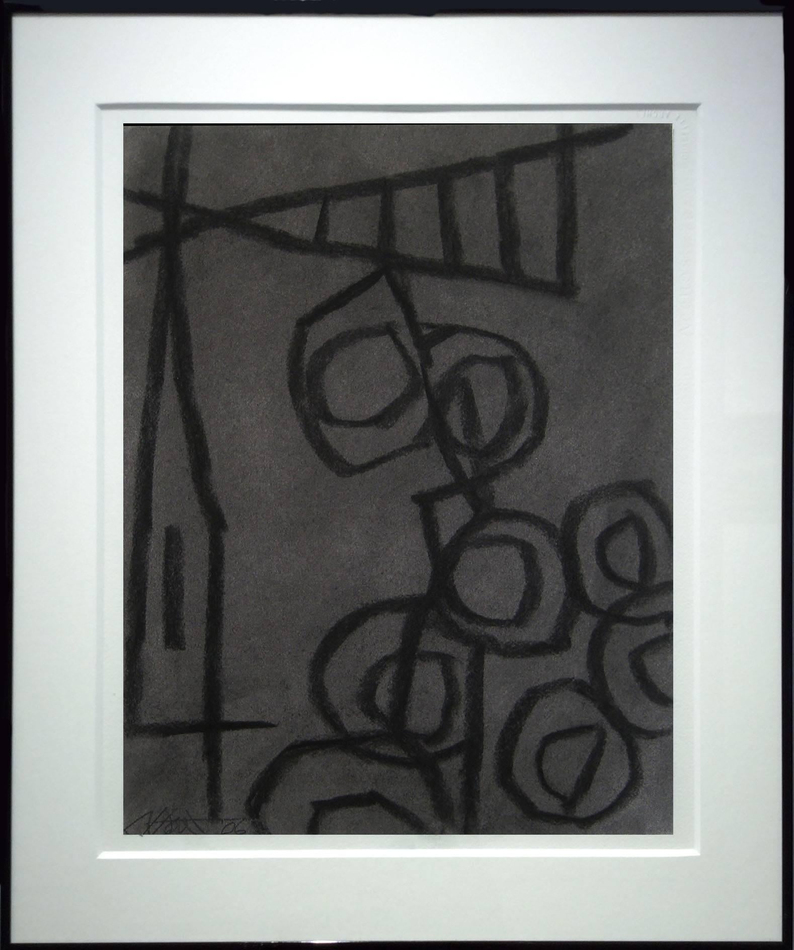 Untitled 24 (Modern Black Charcoal & Gray Abstract Still Life Drawing on Paper) - Painting by Ralph Stout