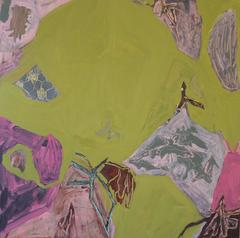 Metamorphosis (Bright Green and Pink Abstract Square Painting on Canvas) 12