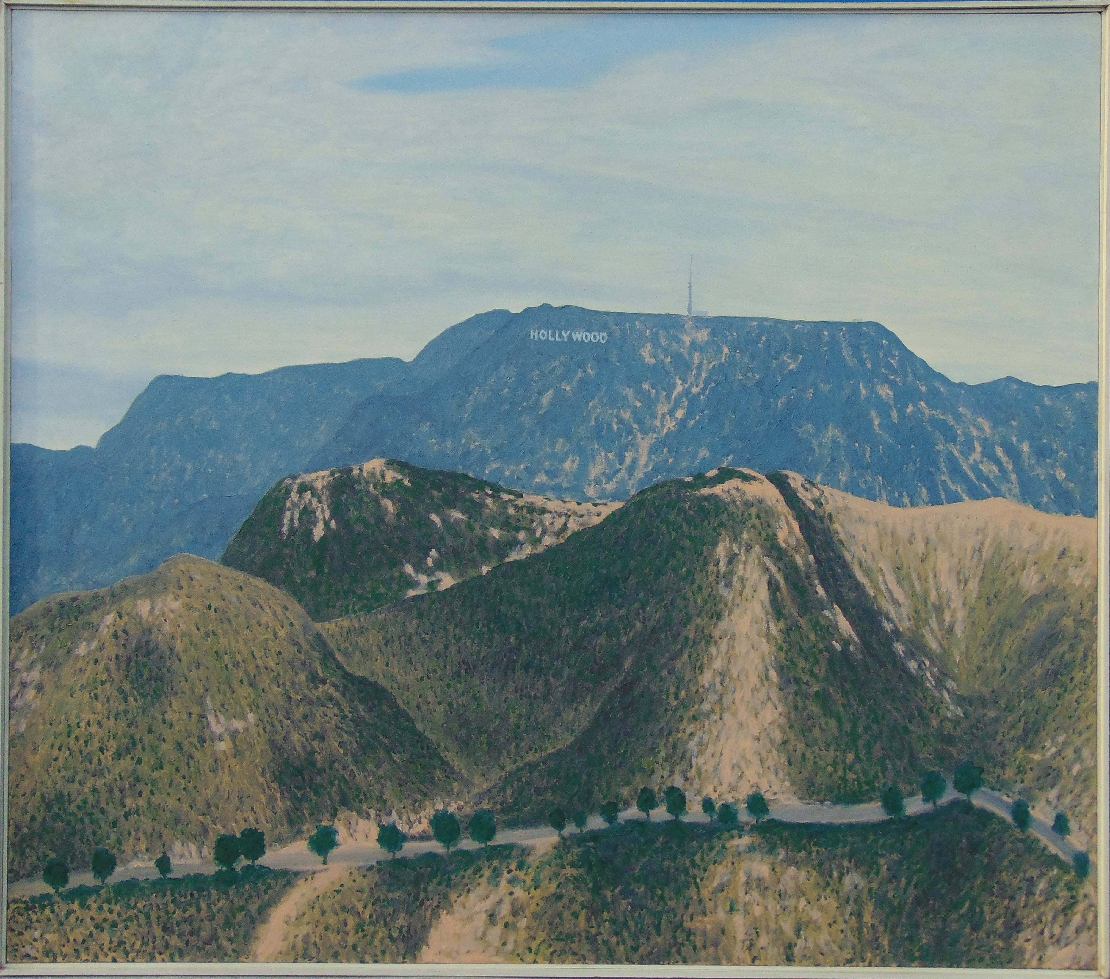 Holly Sight From The Distance Landscape Oil Painting Of Hollywood Hills
