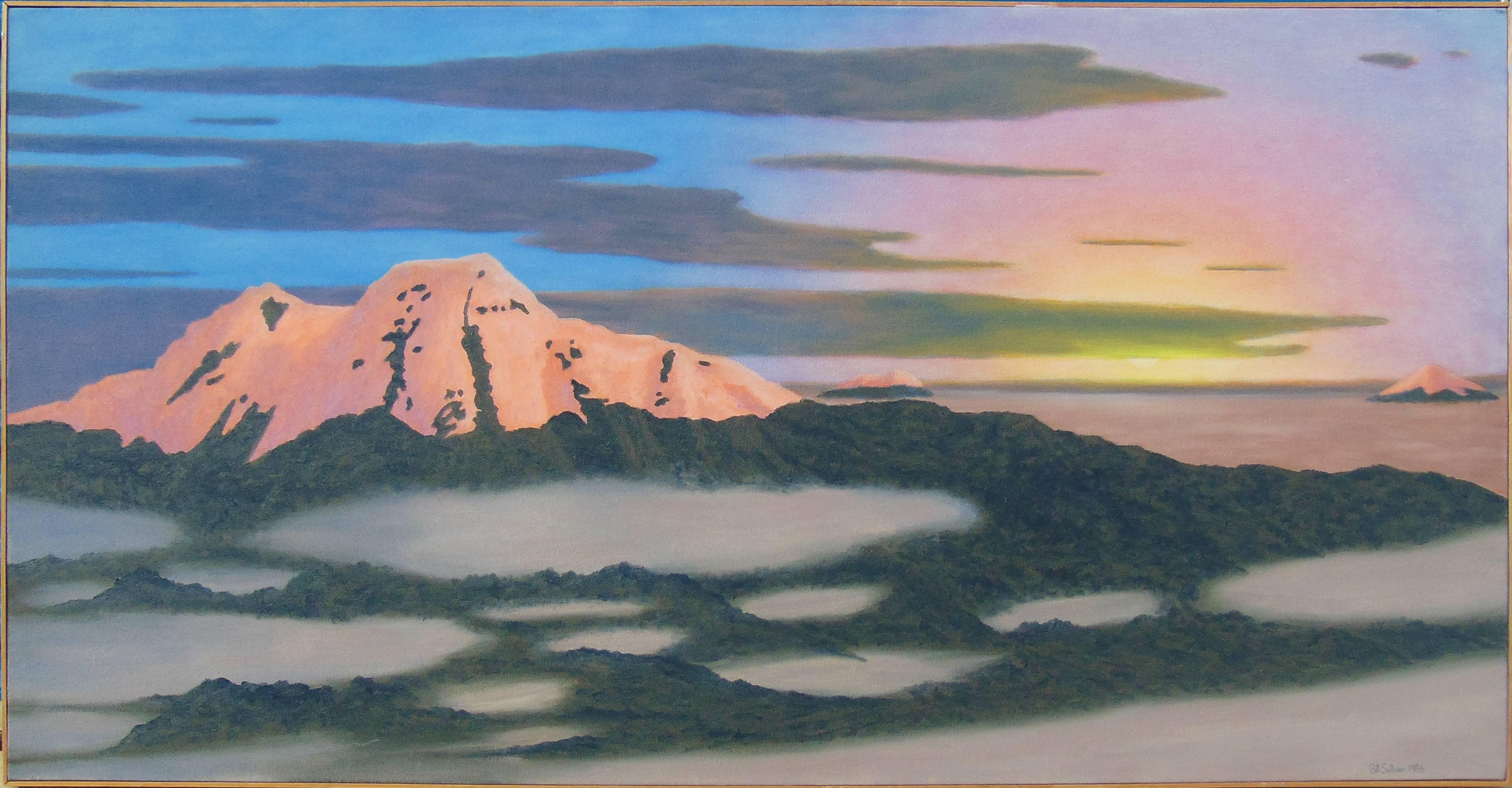 Landscape Painting Bill Sullivan - Cayembe (peinture à l'huile contemporaine d'un volcan dans les Andes équatoriennes)