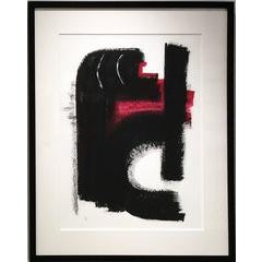 Caliban (Bold Black & Red Gestural Abstract Painting on Paper, Framed) 7