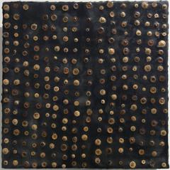 Baya Series II, No. 4 (Graphic Mixed Media Black Encaustic with Brown Poppy)