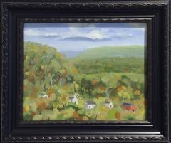Untitled Mountain Landscape (Small Oil Painting of a Village in Green Mountains) Untitled Mountain Landscape (Small Oil Painting of a Village in Green Mountains)