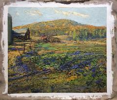 #5420 On A Cool Day (Impressionistic Country Farm Landscape with Green Field)