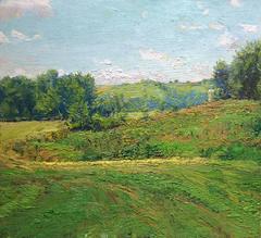 #5367 Interrupted Field (Impressionistic Landscape Painting of Green Country)