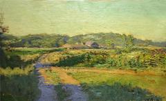 #5389 Road Through Laurie's (Impressionistic Country Landscape of Green Field)