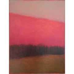 Rosy Hill (Contemporary, Minimal Abstract Landscape with Bright Magenta Skies) 12