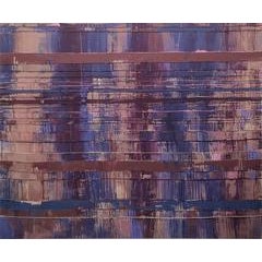 Tirtaggana (Contemporary Abstract Violet Painting on Stitched Raw Linen) 8