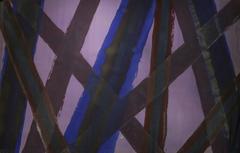 Untitled 043 (Abstract, Mid Century Modern Indigo and Purple Stripe Painting) 3