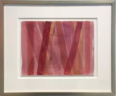 Untitled 209 (1960s Abstract Watercolor Painting in Pink and Red Stripes) 6