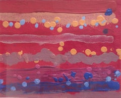 Untitled 250 (1970s Polka Dot Acrylic Painting on Paper in Red, Yellow, Blue)
