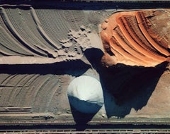 Iron Ore Piles, Gary, IN (Modern Industrial Aerial Shot of Orange & Brown Ore)