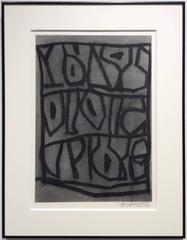 Untitled No. 31 (Modern Black & Grey Charcoal Abstract Drawing in Black Frame)