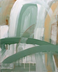 Used Doorway (Contemporary Gestural Vertical Abstract Painting in Pastel Palette)