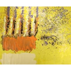 Untitled 033 (1970s Abstract Expressionist Canvas in Canary Yellow & Orange) 9
